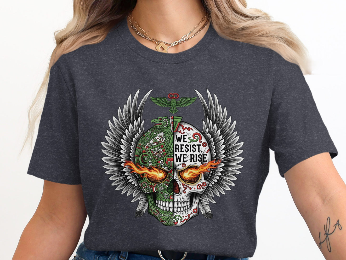 We Resist We Rise Skull Design Graphic T-shirt product