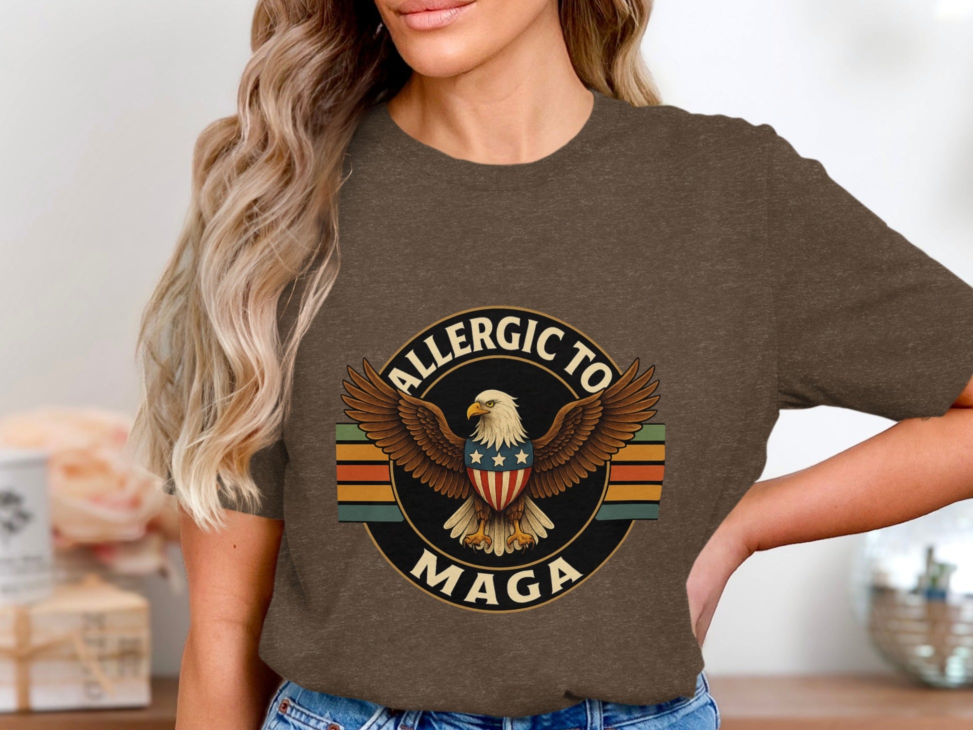 Allergic To MAGA Graphic Eagle Shirt product