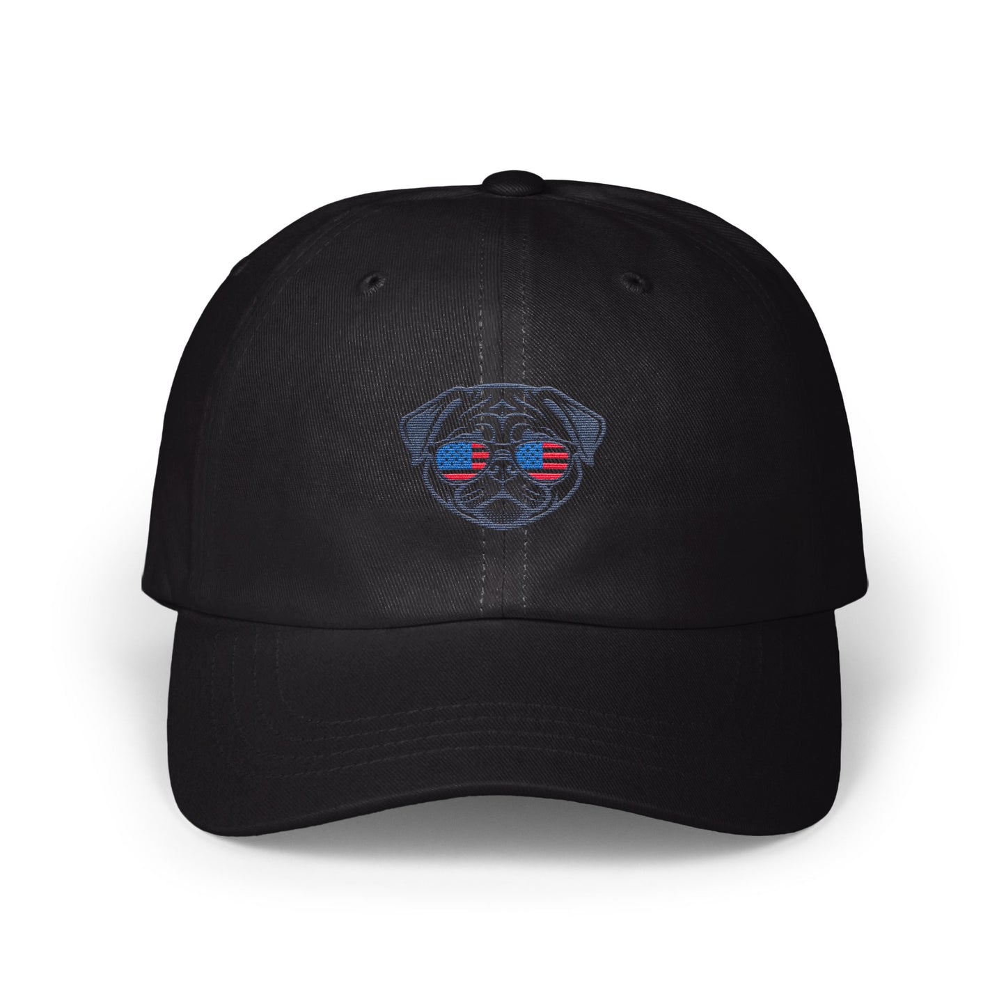 Patriotic Pug Wearing Sunglasses Embroidered Hat product type