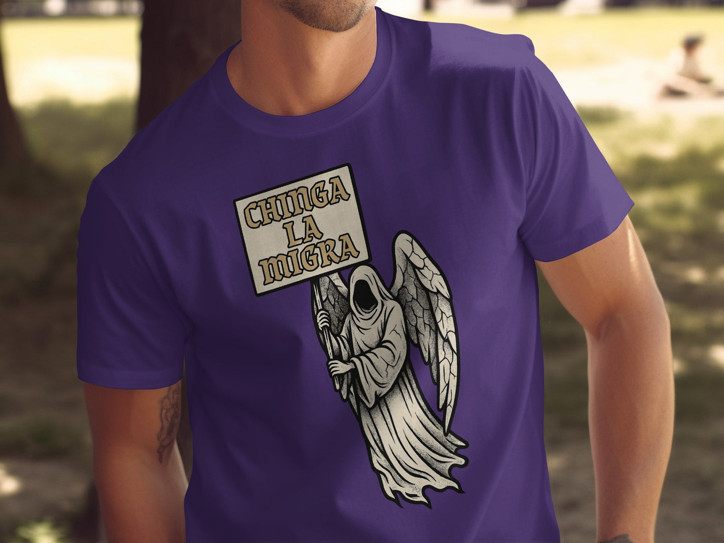 Chinga La Migra Grim Reaper Holding Sign product type