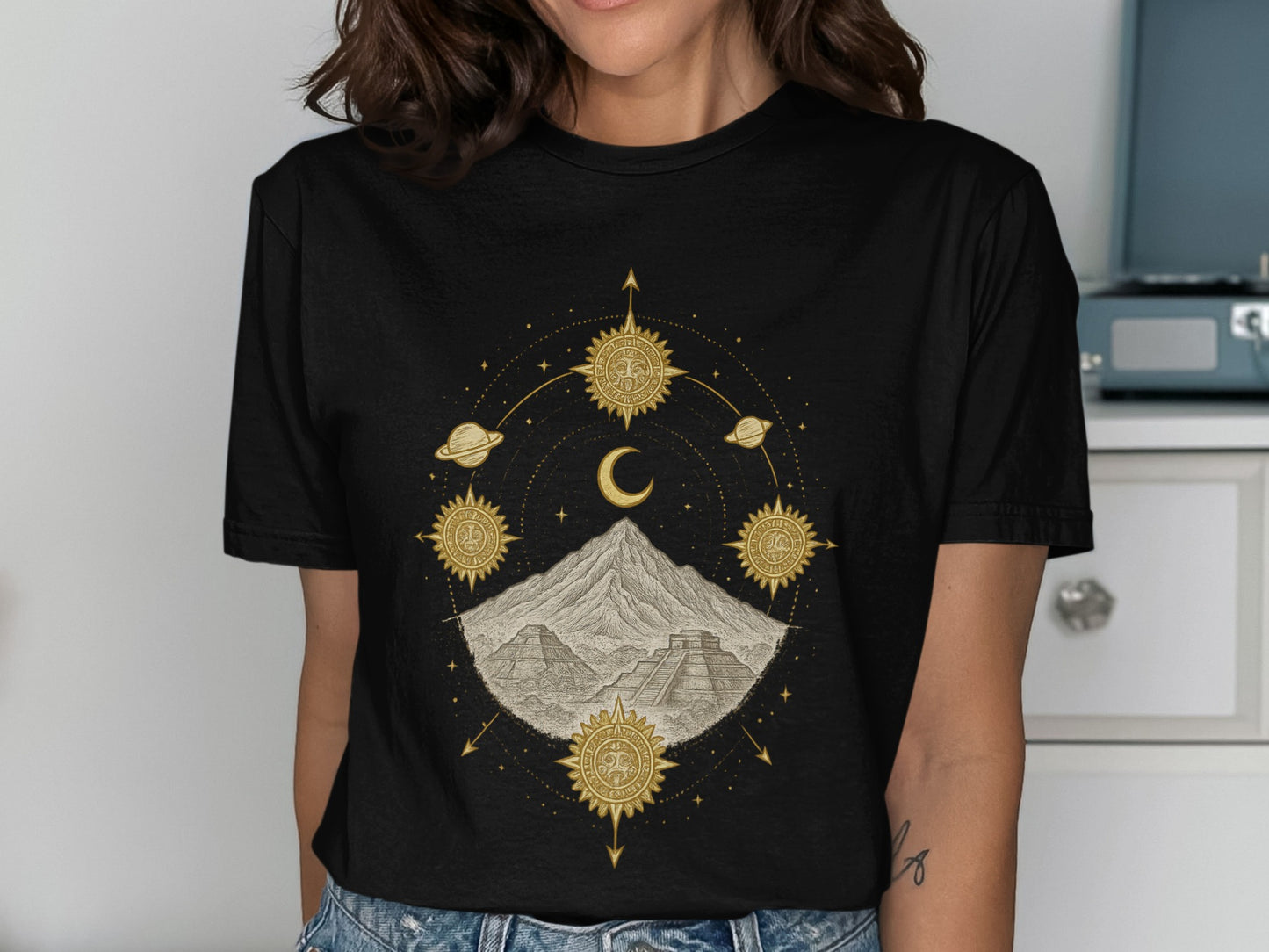 Celestial Mountain Graphic Design Short Sleeve Shirt Product