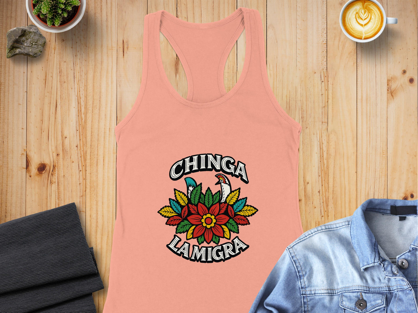 Unique Chinga La Migra Design Racerback Tank Top product