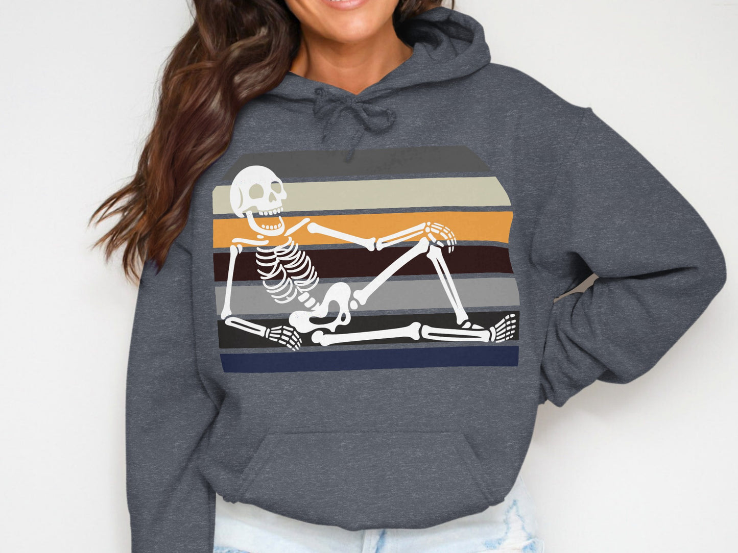 Striped Skeleton Graphic on Cozy Casual Hoodie product