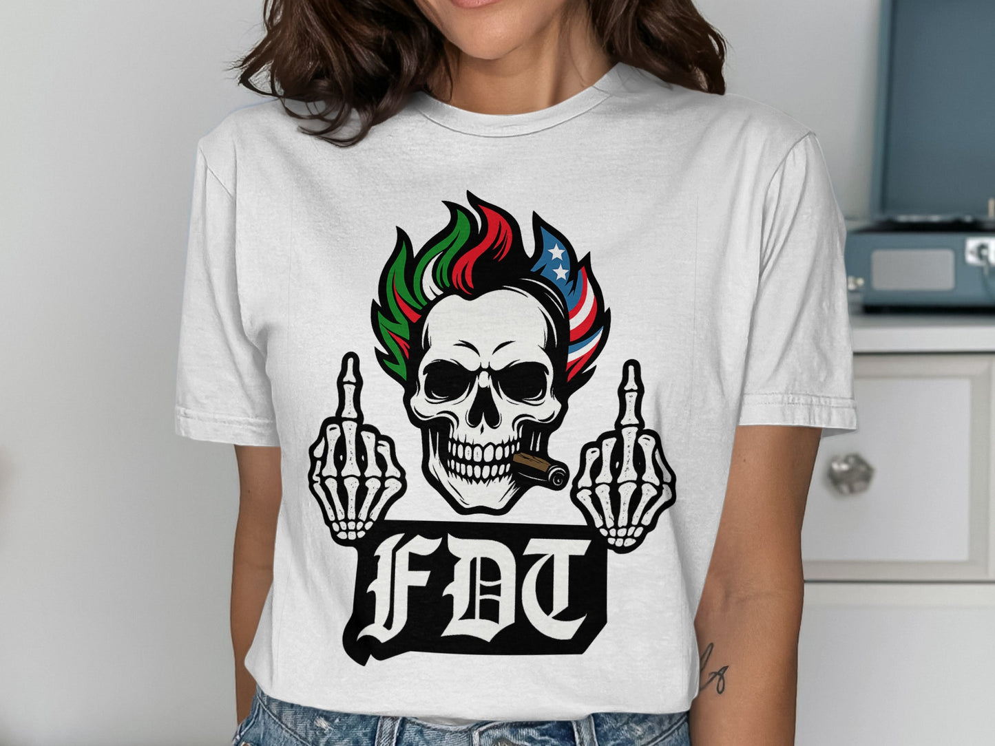 Artistic Skull Design Graphic Tee Shirt product