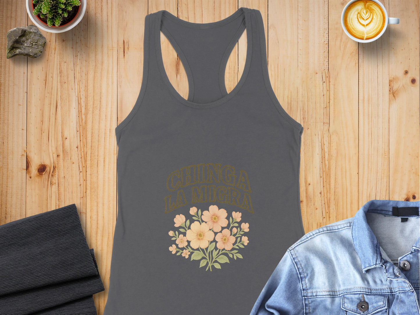 Vintage Chinga La Migra Tank Top Graphic Product Fitness Product