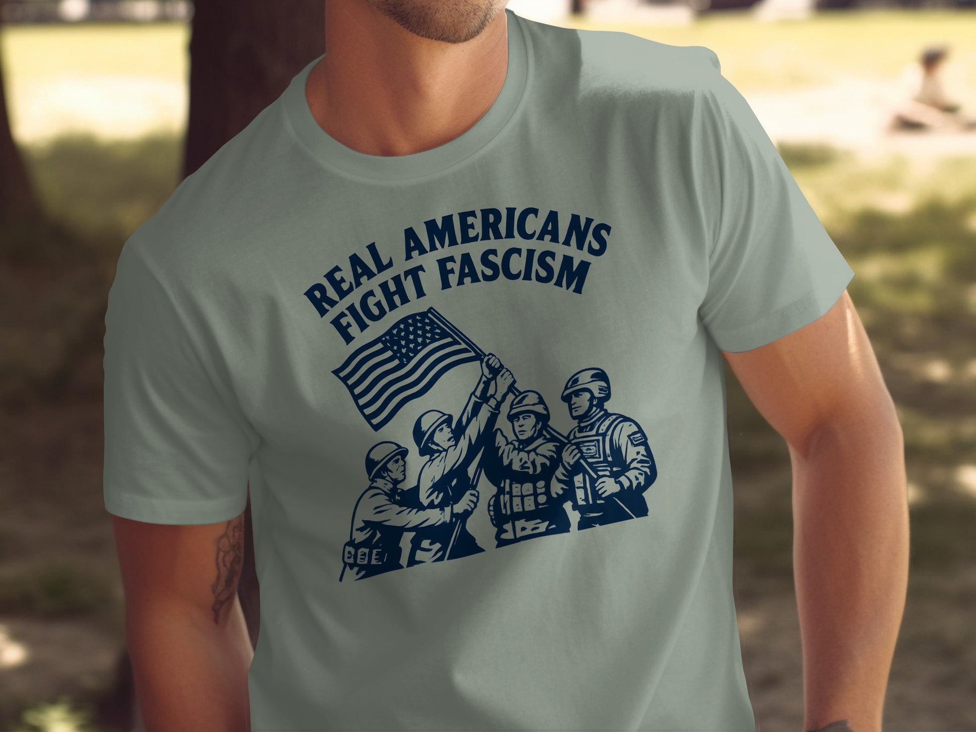 Real Americans Fight Fascism Graphic T-shirt