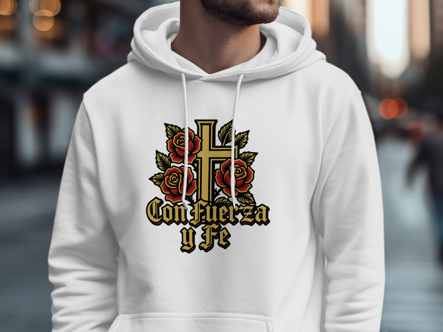 Inspirational Cross with Roses Design Hoodie product