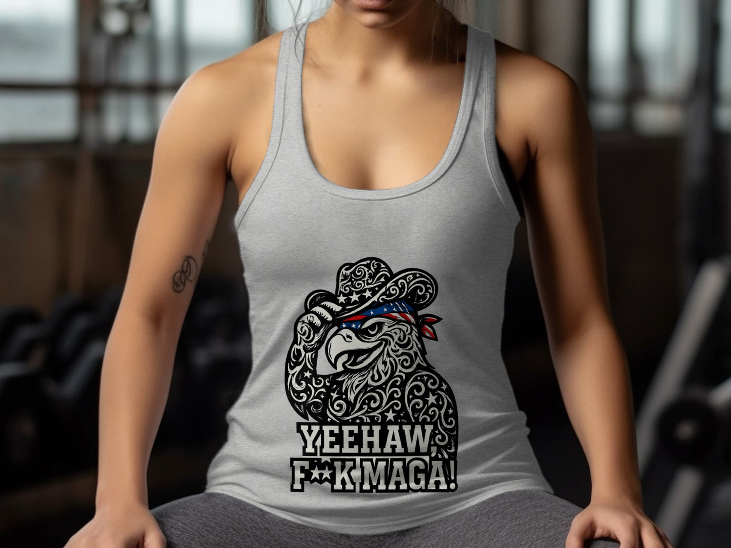Yeehaw F**k Maga Bear Western Themed Tank Top Product