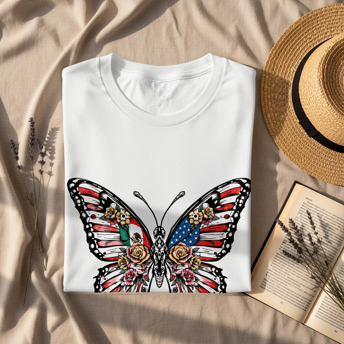 American Flag Butterfly Graphic Tee Shirt product type