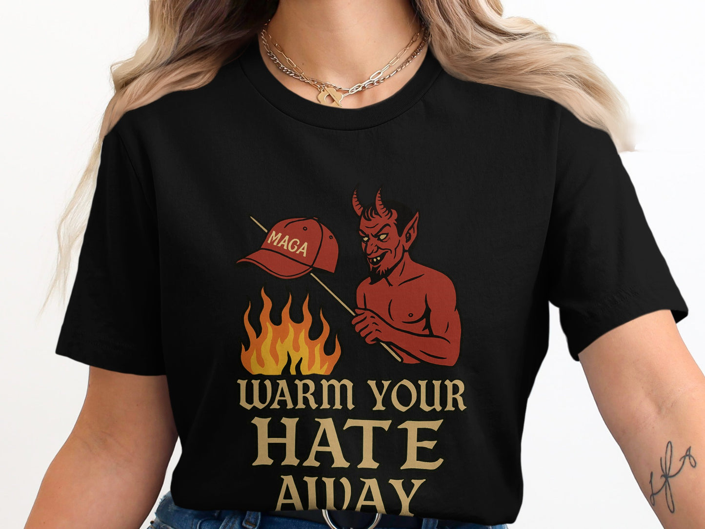 Warm Your Hate Away Devil Graphic T-Shirt product