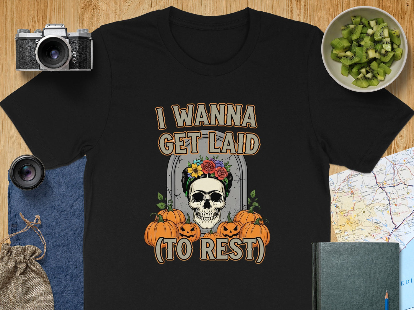 I Wanna Get Laid To Rest Halloween Skull T-shirt product