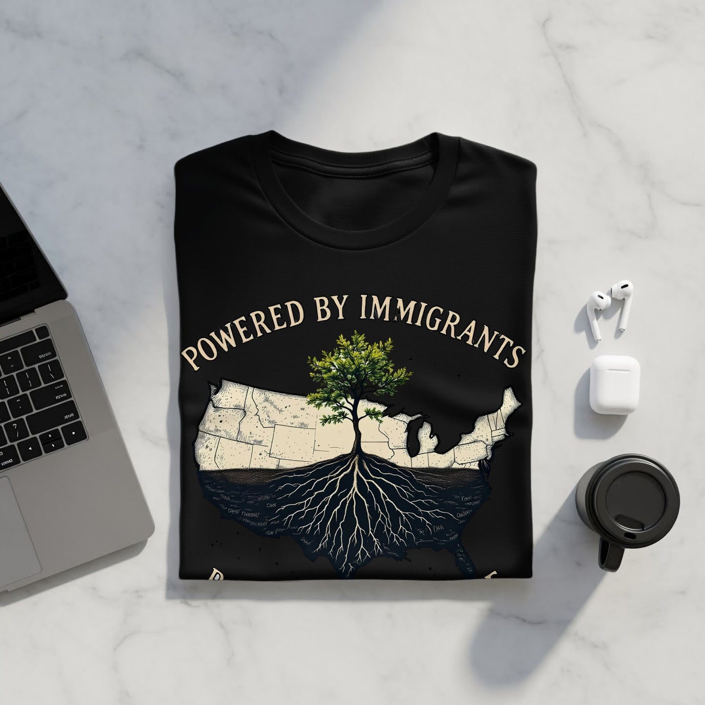 Powered By Immigrants Tree Roots Design product
