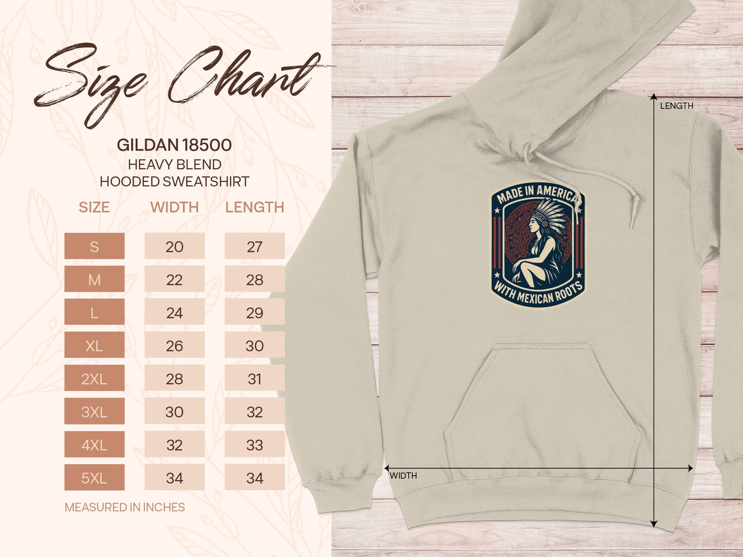 Made in America with Mexican Roots Hooded Sweatshirt product type