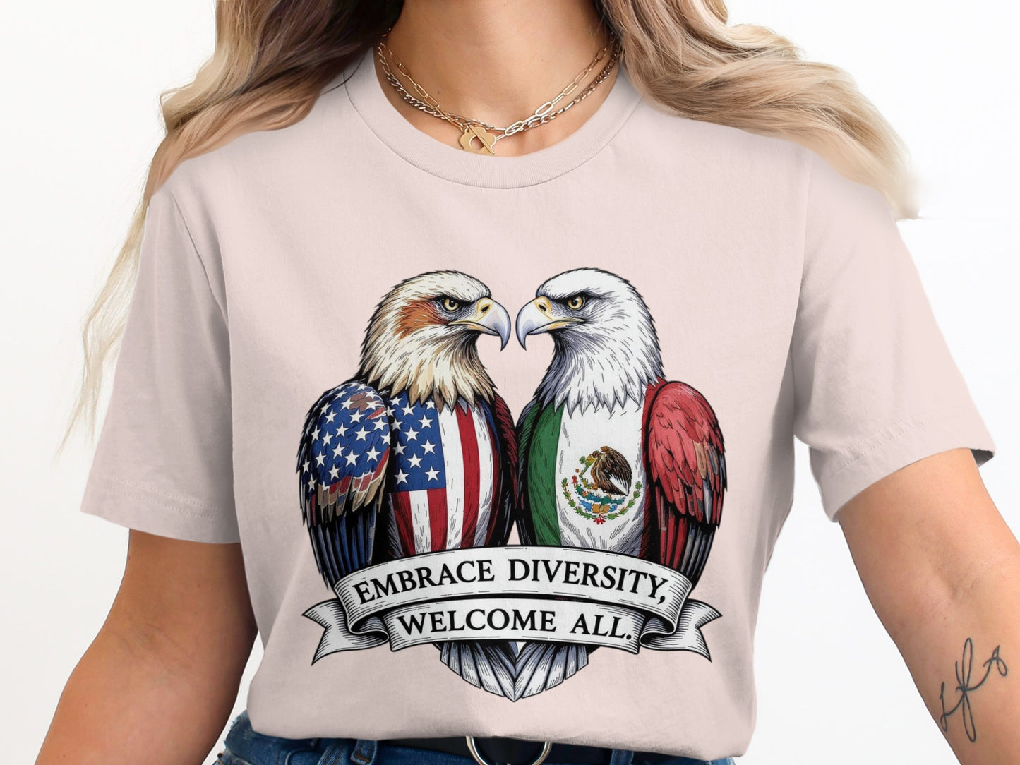 Embrace Diversity Welcome All Patriotic Graphic Shirt Product