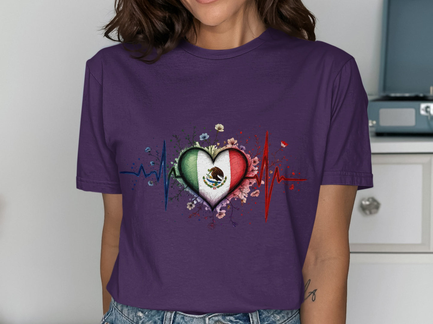 Heartbeat Mexico Artistic Design T-shirt product type