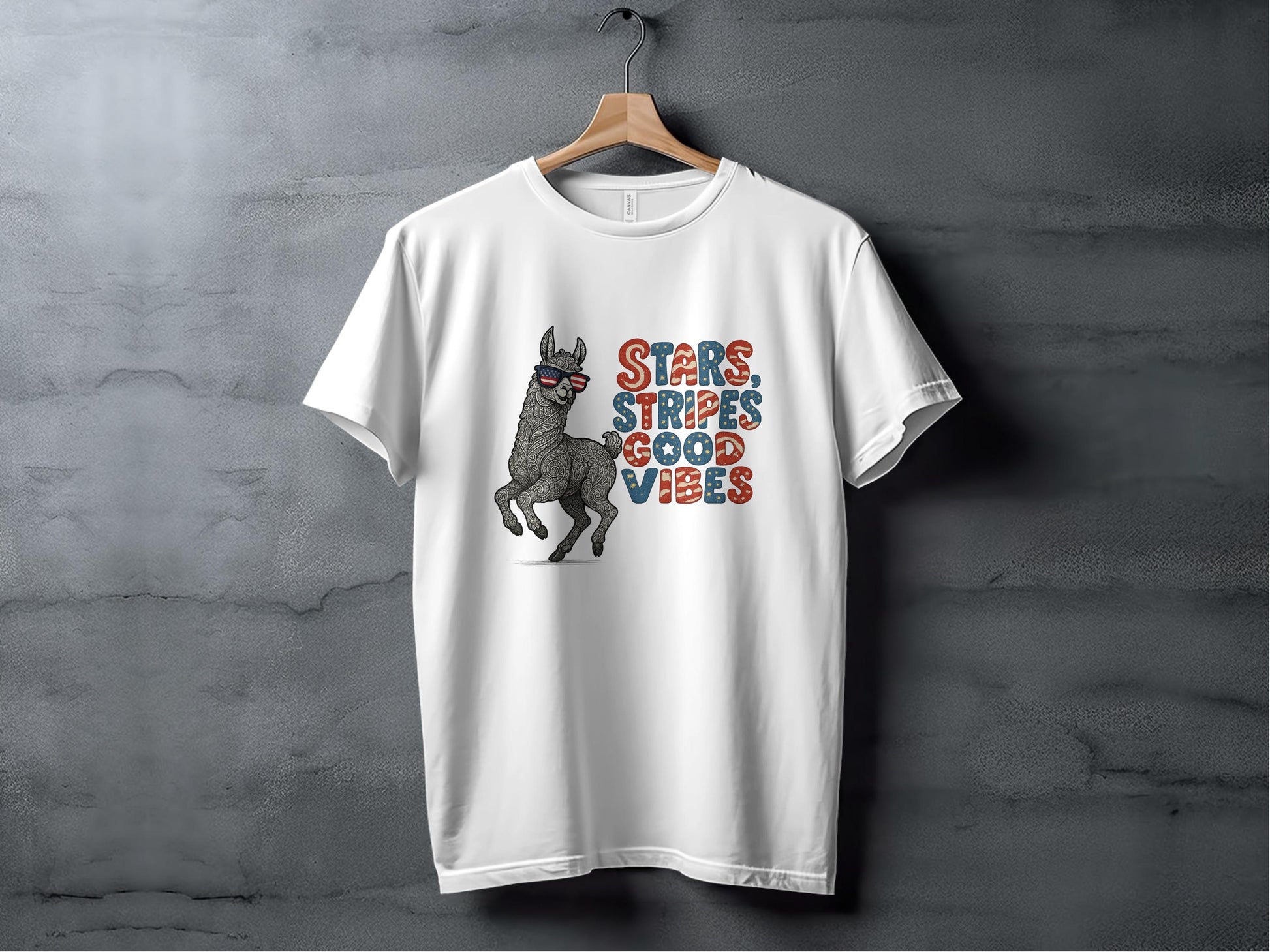 Stars Stripes Good Vibes Llama T-Shirt product