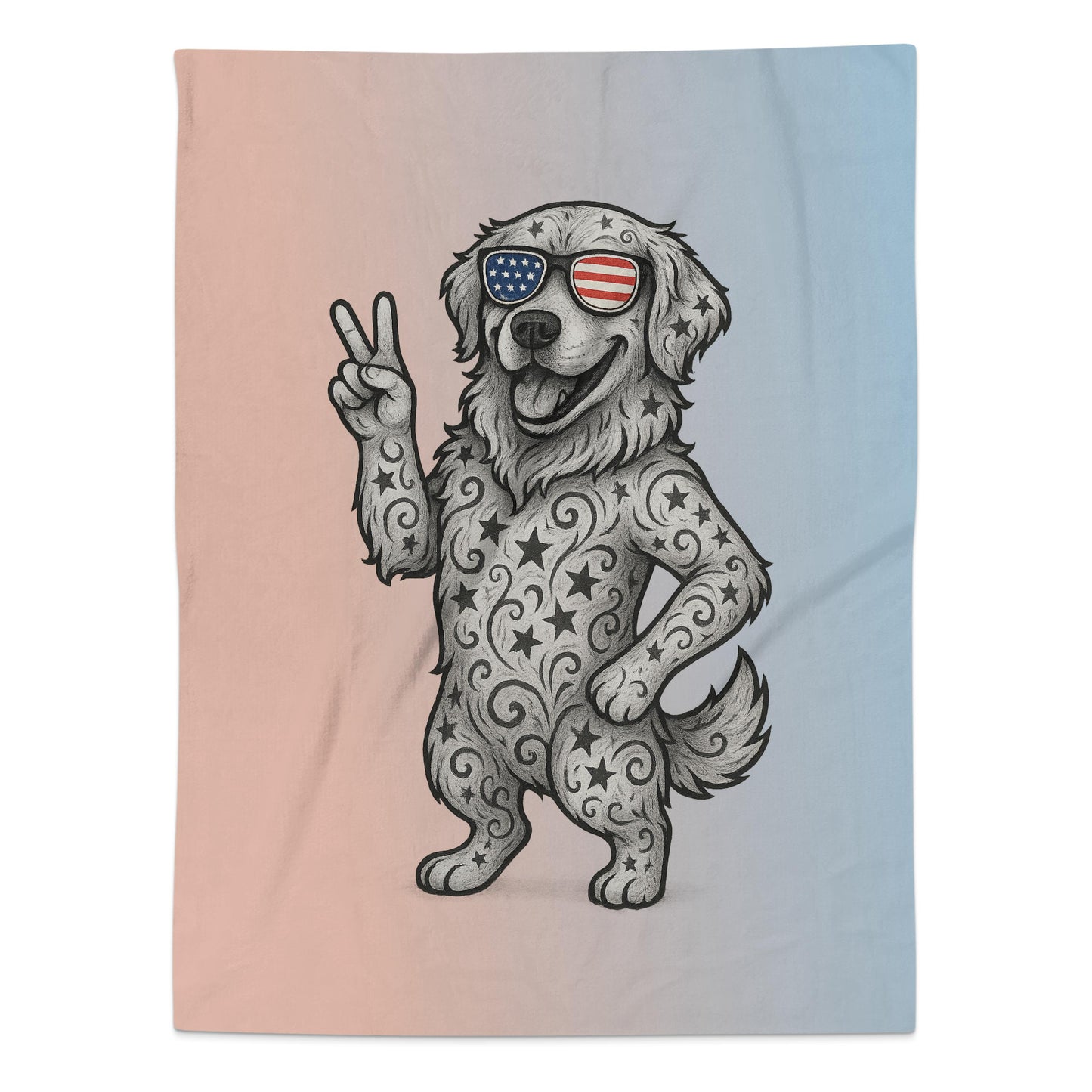 Stylish Patriotic Dog with Sunglasses Blanket product