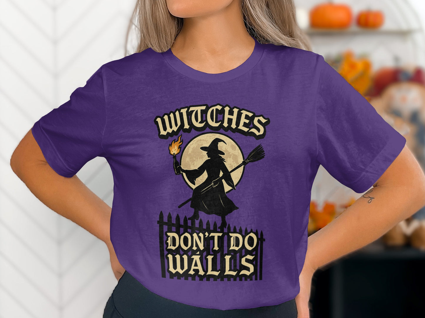 Witches Don't Do Walls Graphic Purple Shirt product