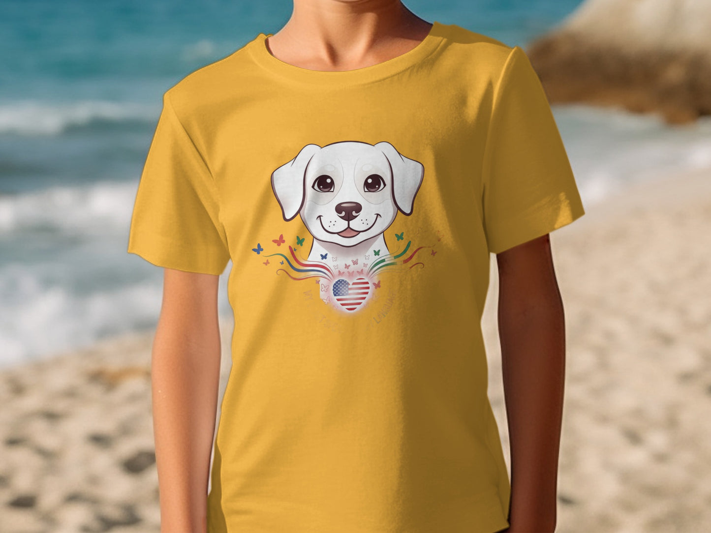Cheerful Puppy Graphic Design T-Shirt for Kids