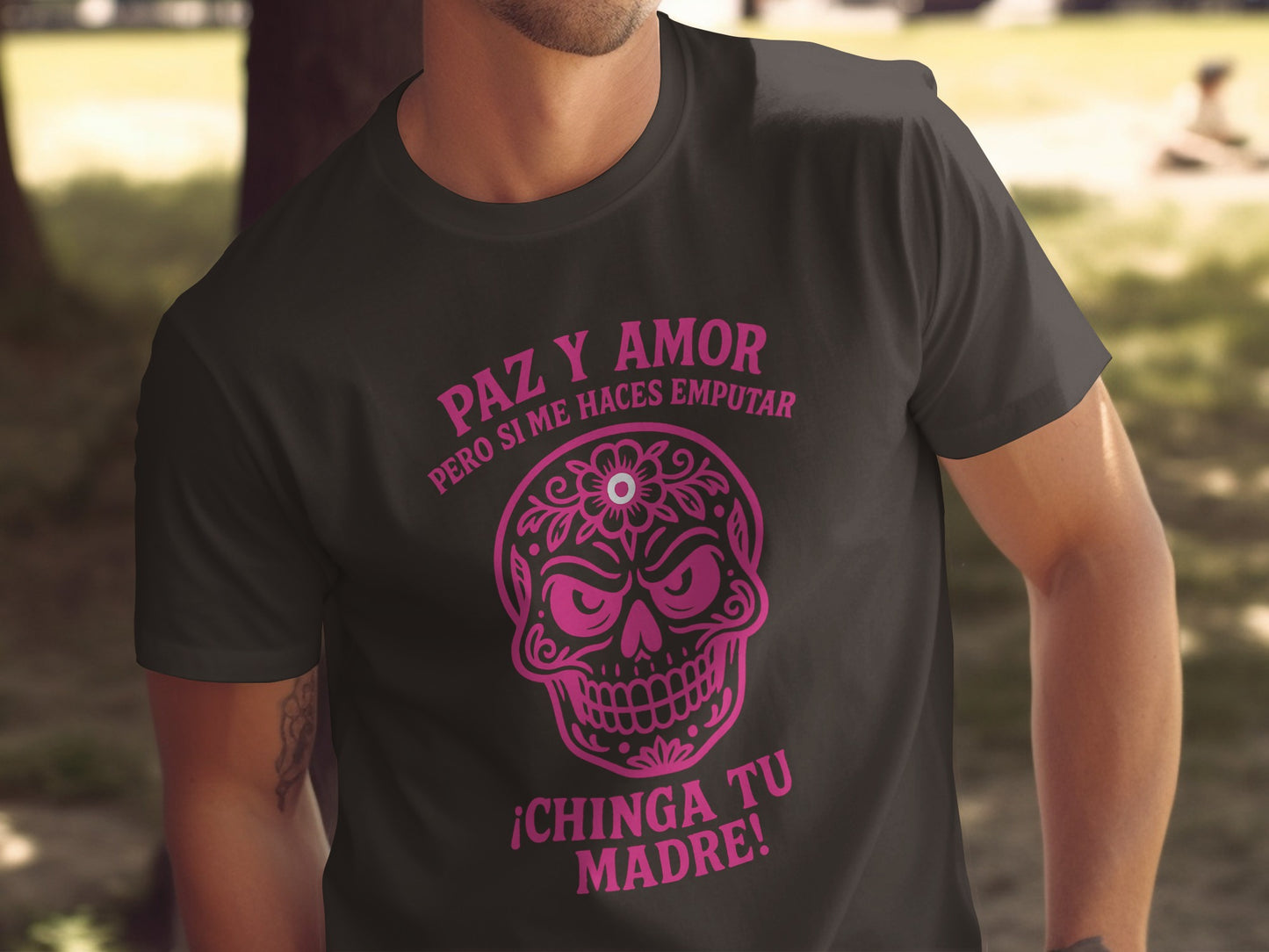 Paz Y Amor Chinga Tu Madre Skull Graphic T-Shirt product