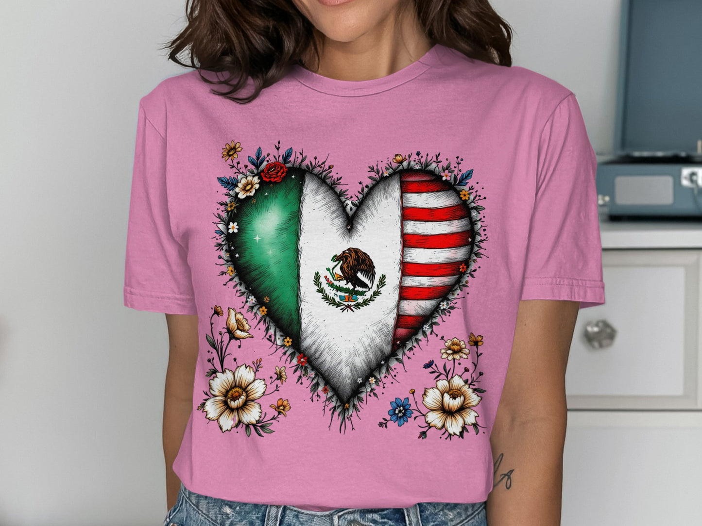 Patriotic Heart Shape Flag Graphic Design Shirt product