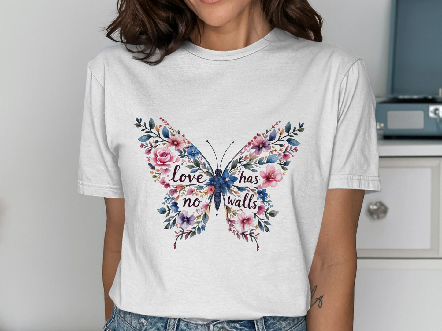 Love Has No Walls Floral Butterfly T-Shirt product type