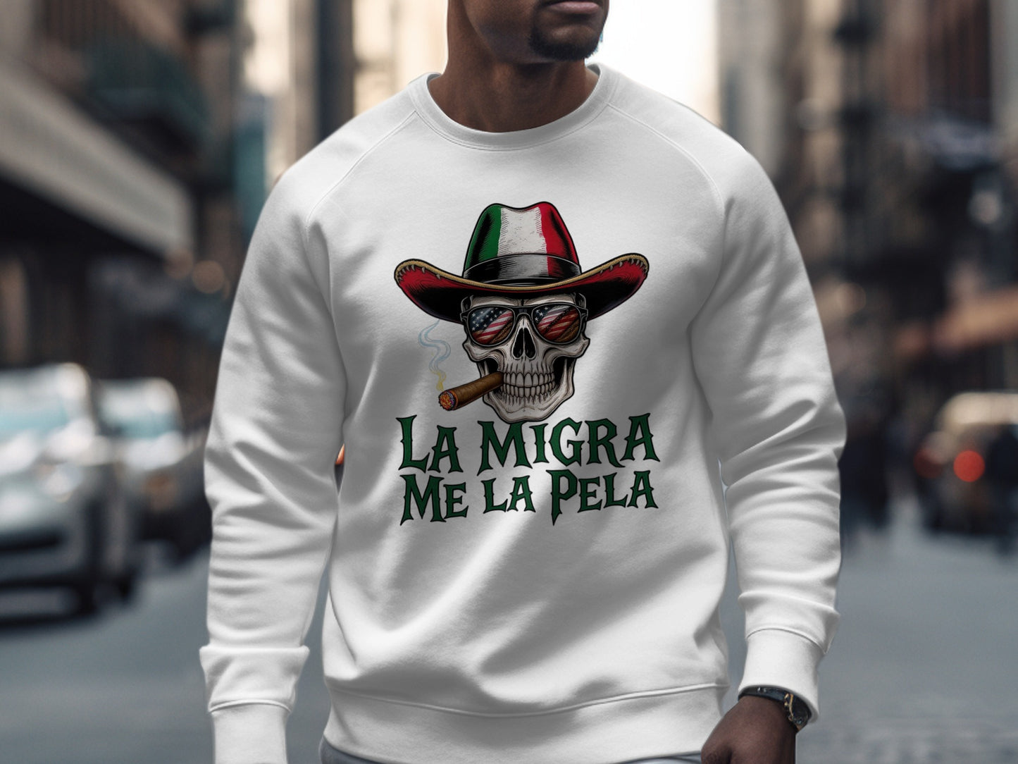 La Migra Me La Pela Skull Graphic Sweatshirt product