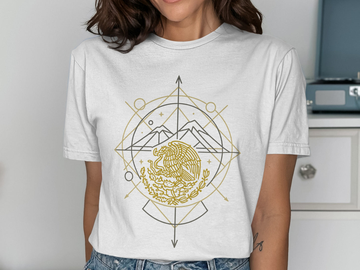 Geometric Eagle with Mountain Artwork T-shirt product