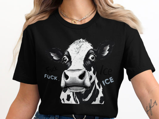 Edgy Ice Black Cow Graphic Tee Shirt product type