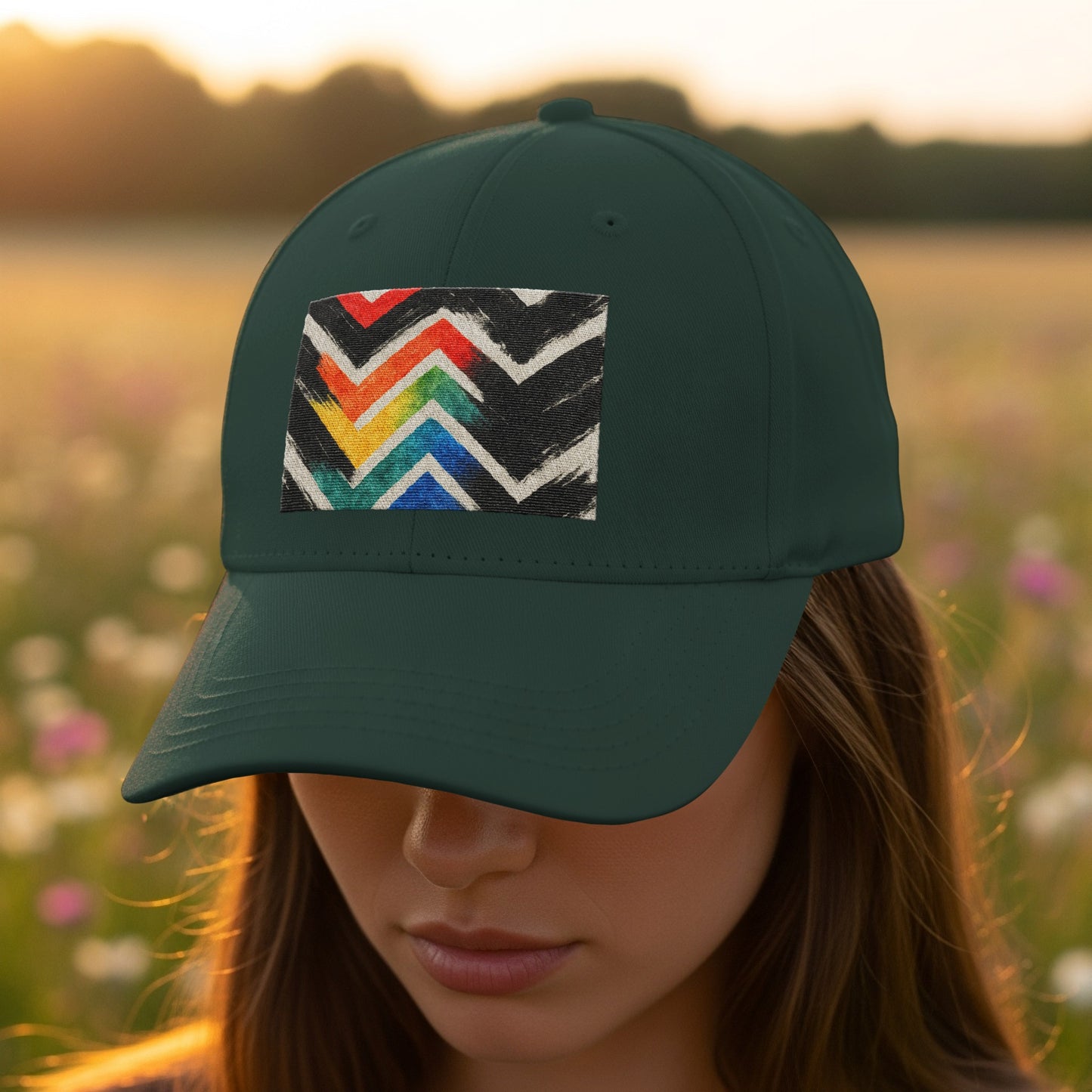 Colorful Chevron Pattern Forest Green Hat product
