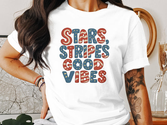 Stars Stripes Good Vibes Graphic Tee Shirt product type