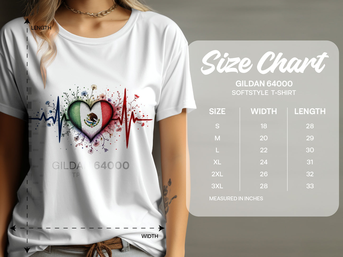Gildan 64000 Softstyle T-shirt with Graphic Chart product type