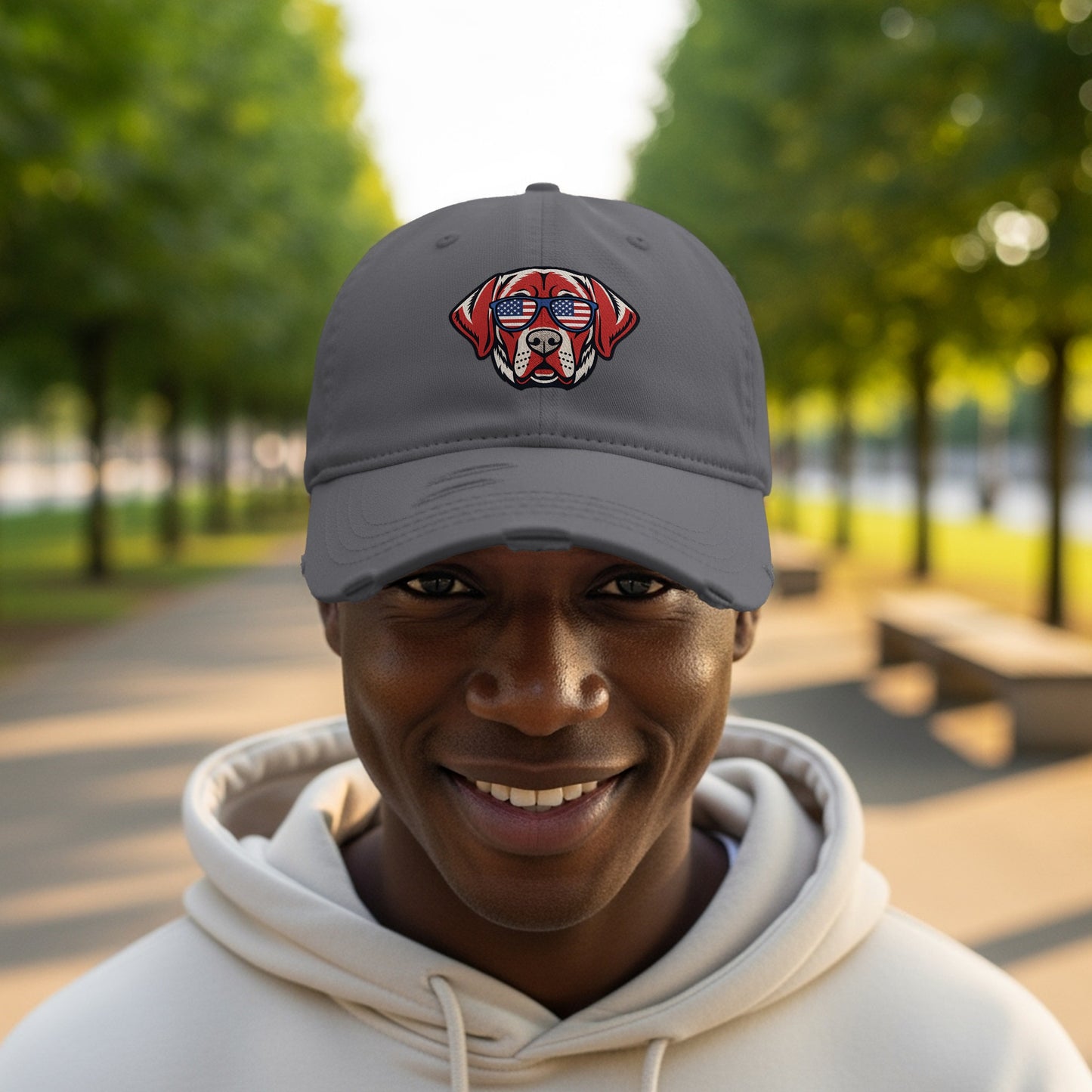 Cool Dog Wearing Sunglasses Embroidered Grey Cap product