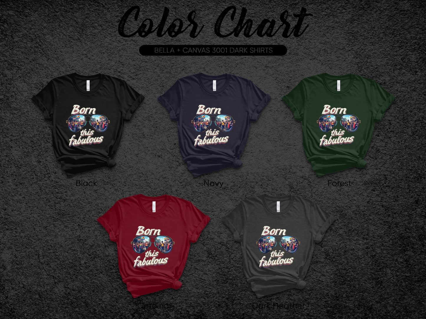 Born This Fabulous Bella Canvas 3001 Dark Shirts product type