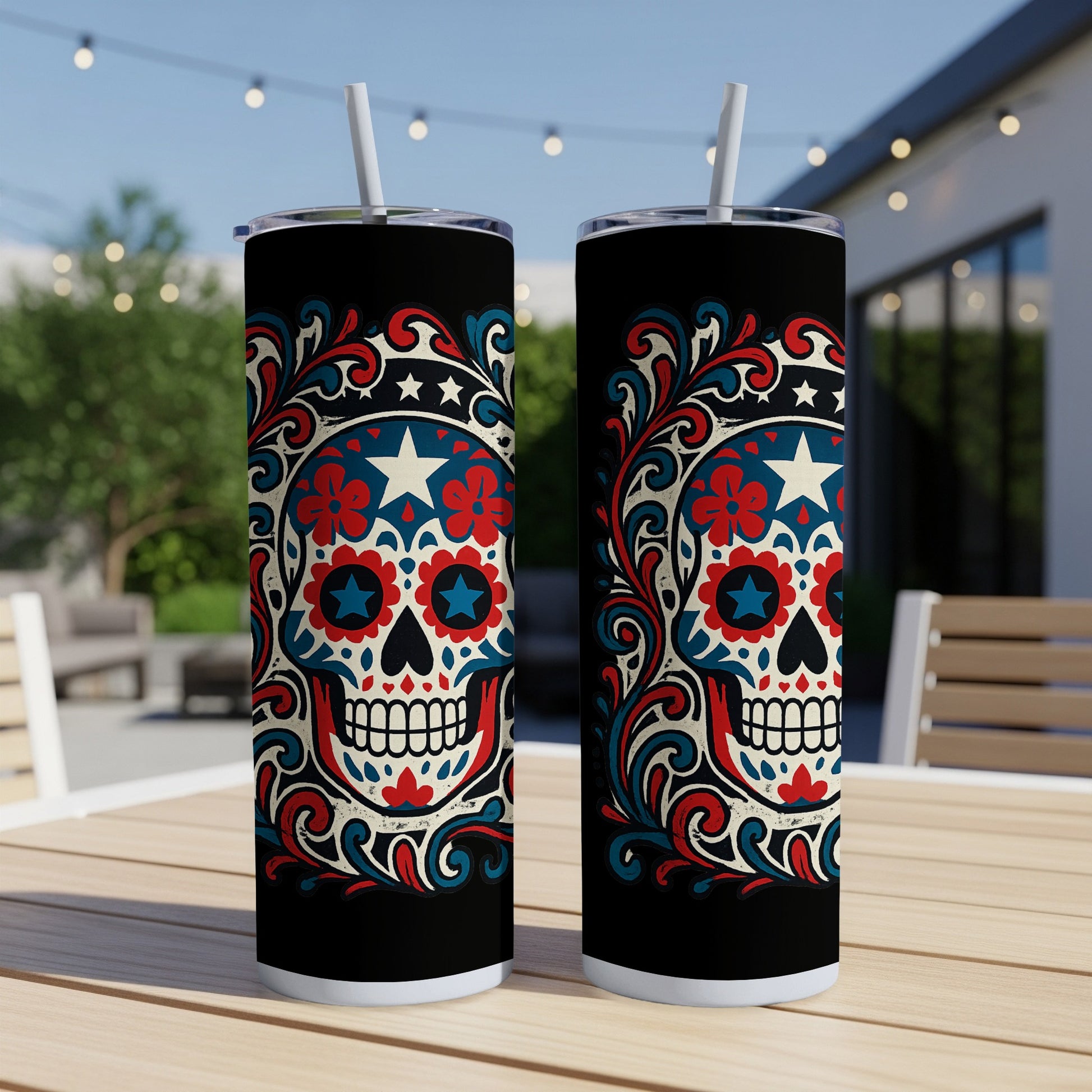 Colorful Floral Sugar Skull Design Tumbler product