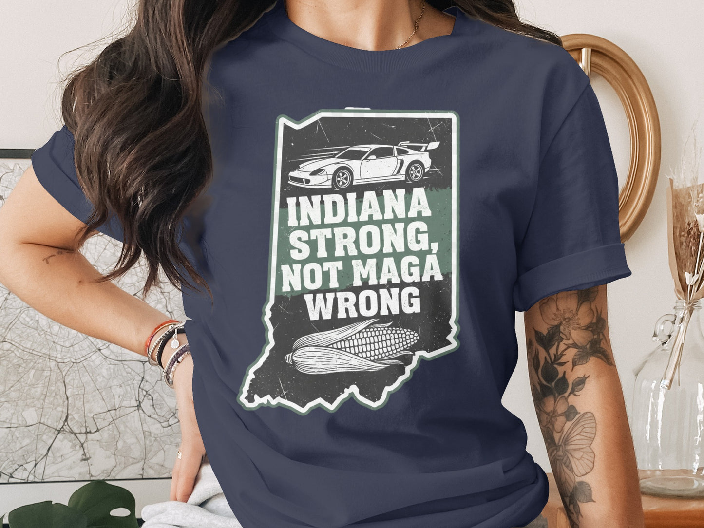 Indiana Strong Not Maga Wrong Graphic T-Shirt product