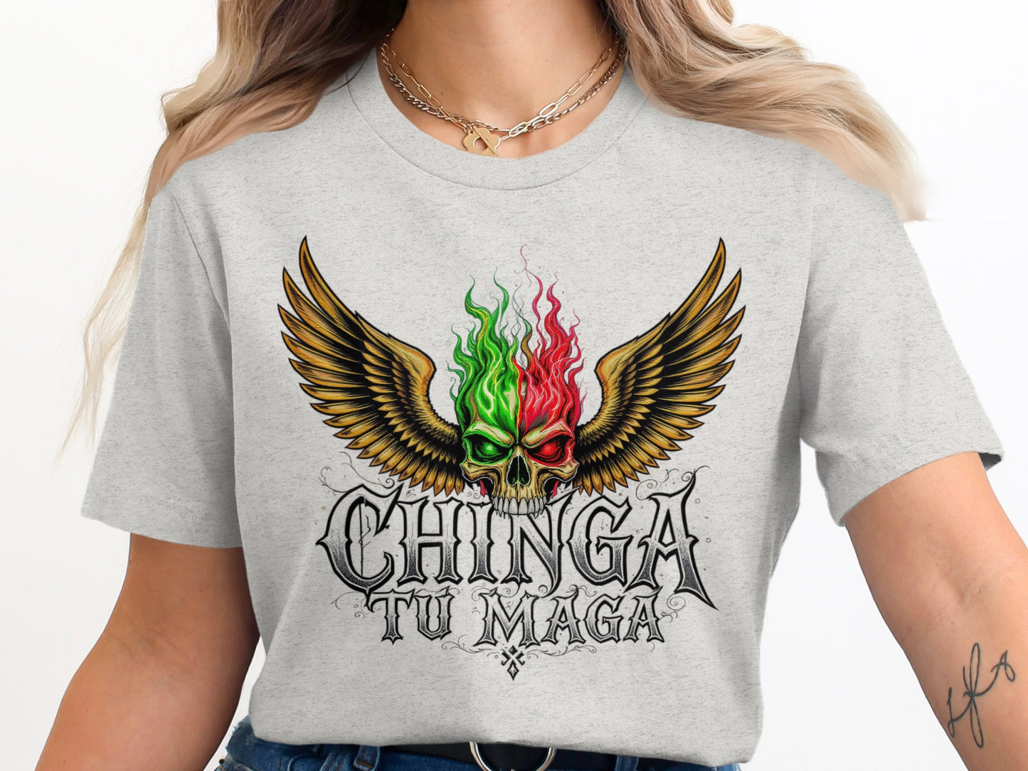 CHINGA TU MAGA Winged Skull Graphic Tee product