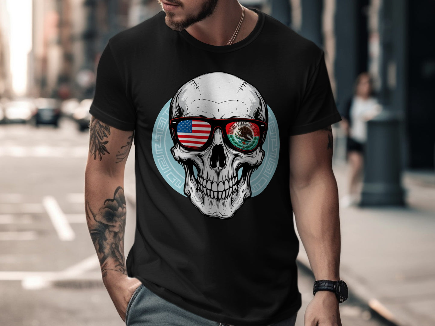 American and Mexican Flag Sunglasses Skull product type