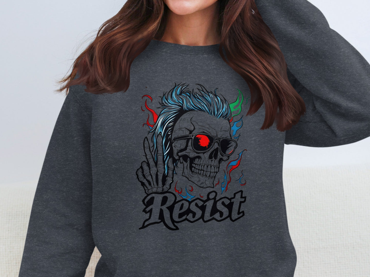 Resist Skull and Flames Graphic T-Shirt product type