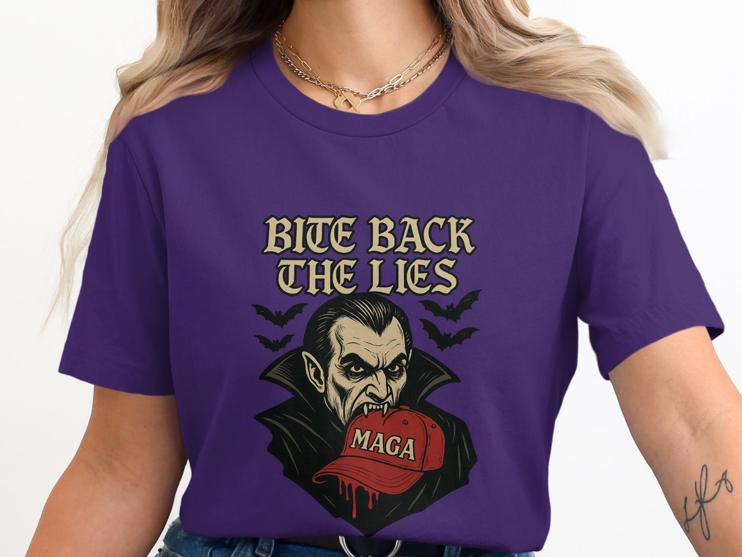 Bite Back The Lies Graphic Vampire Shirt product