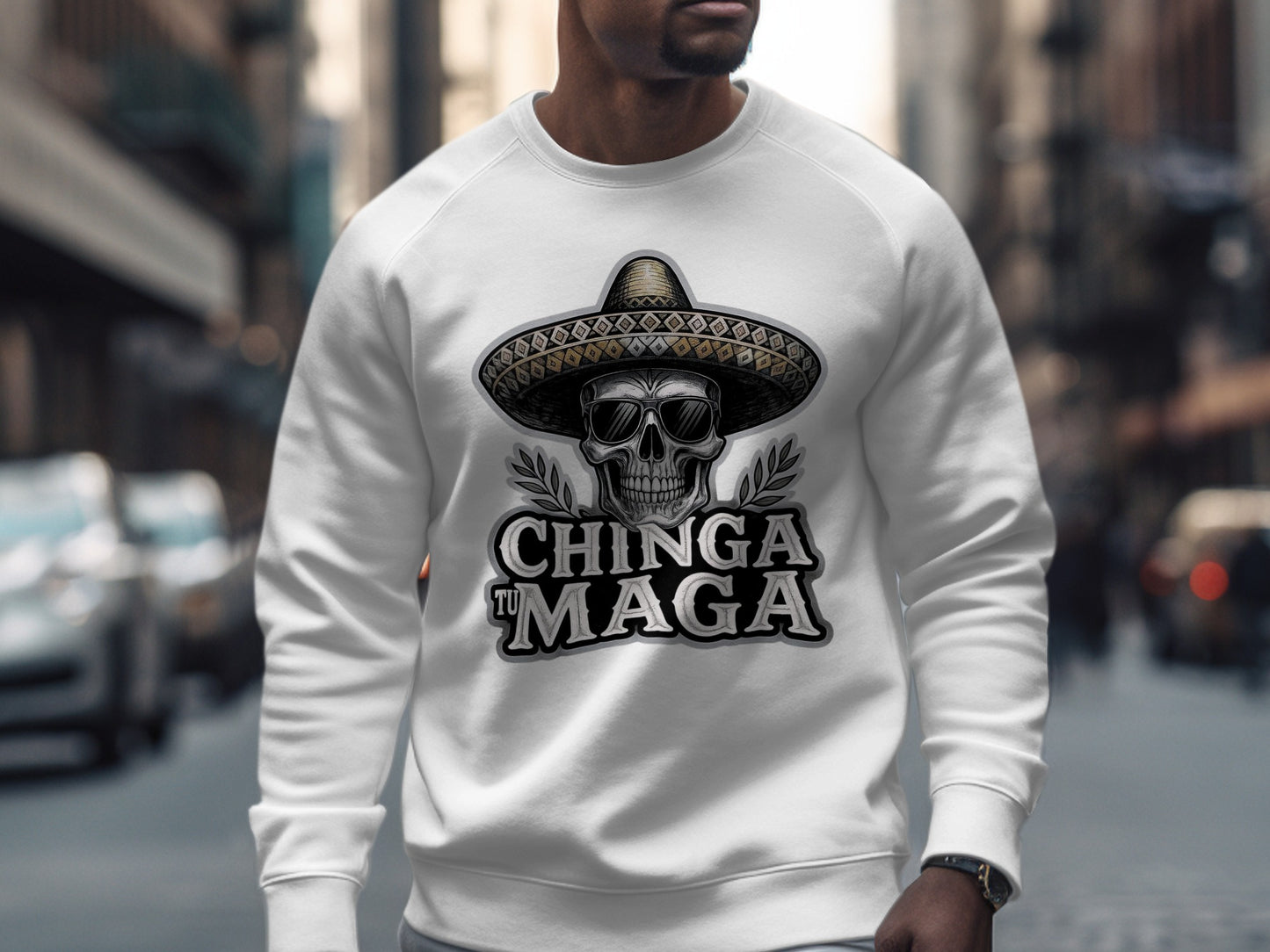 Chinga Tu Maga Skeleton Hat Graphic Sweatshirt product