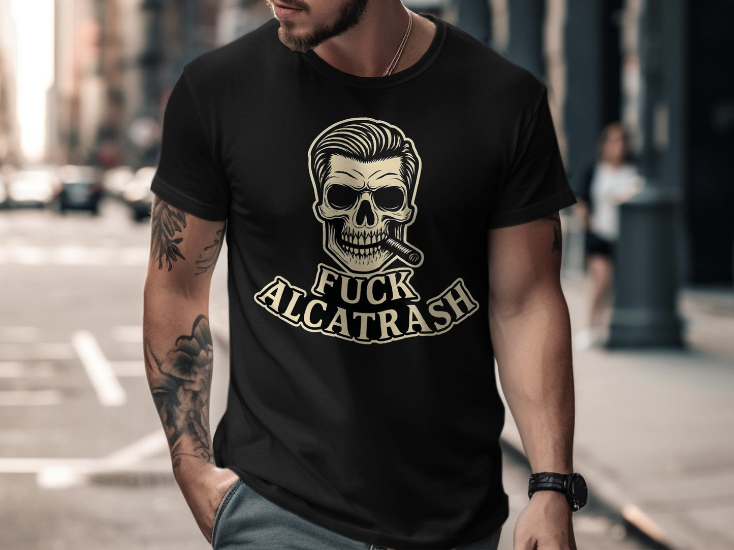 Skull Cigarette Fuck Alcatrash Print T-Shirt product