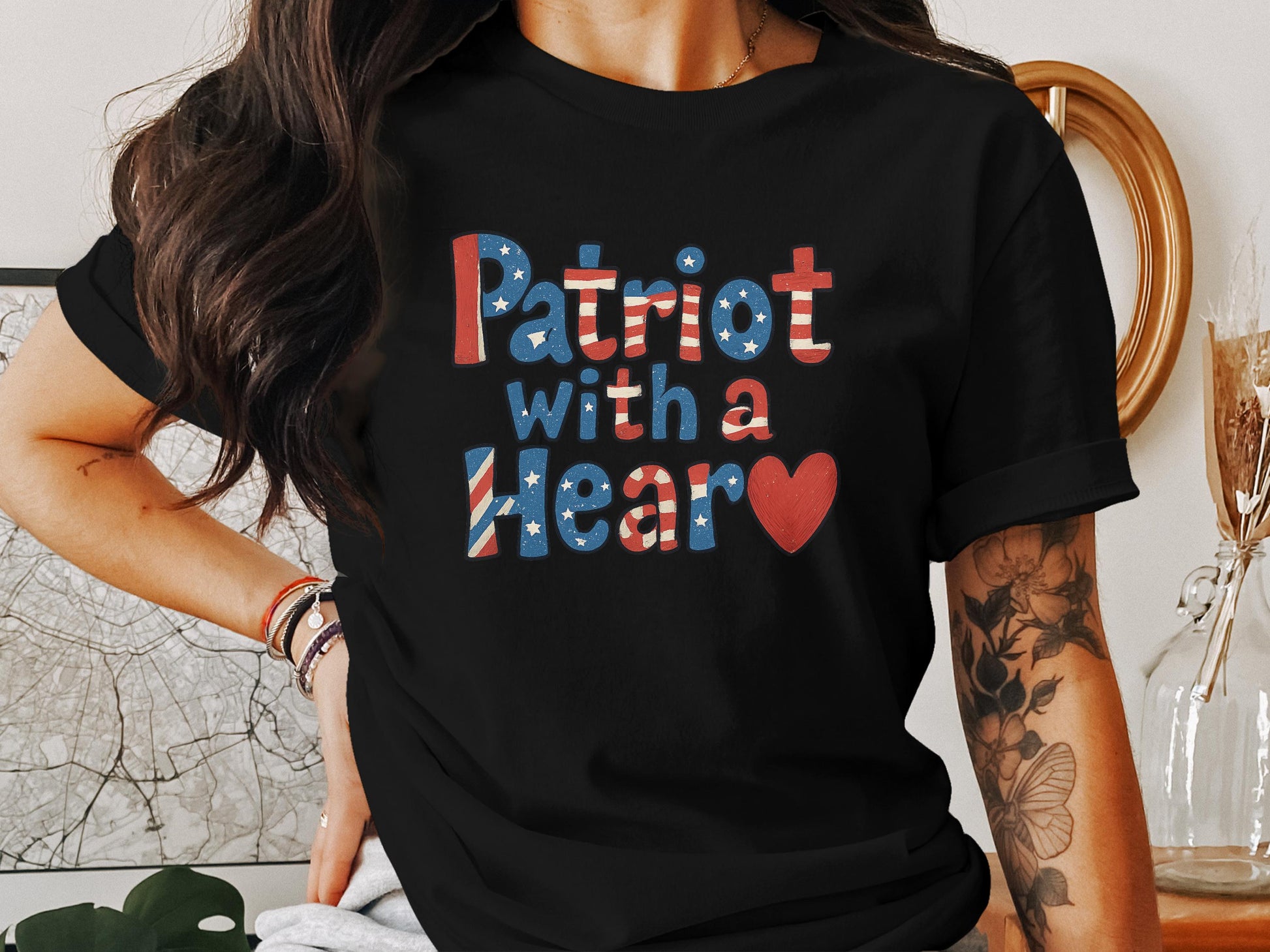Patriot with a Heart Graphic T-Shirt product type