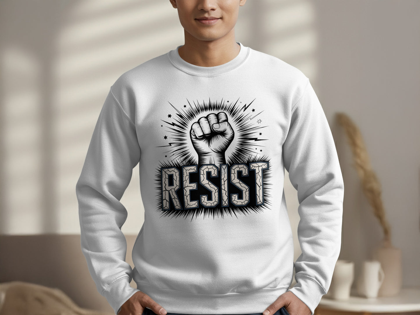 RESIST Graphic Long Sleeve White Shirt product