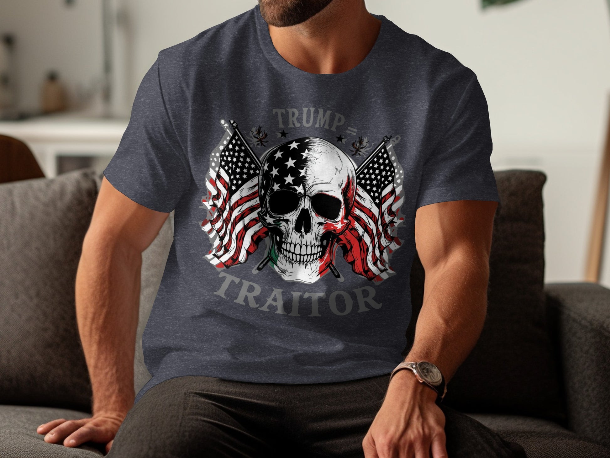 Patriotic Skull Design Trump Traitor Statement product