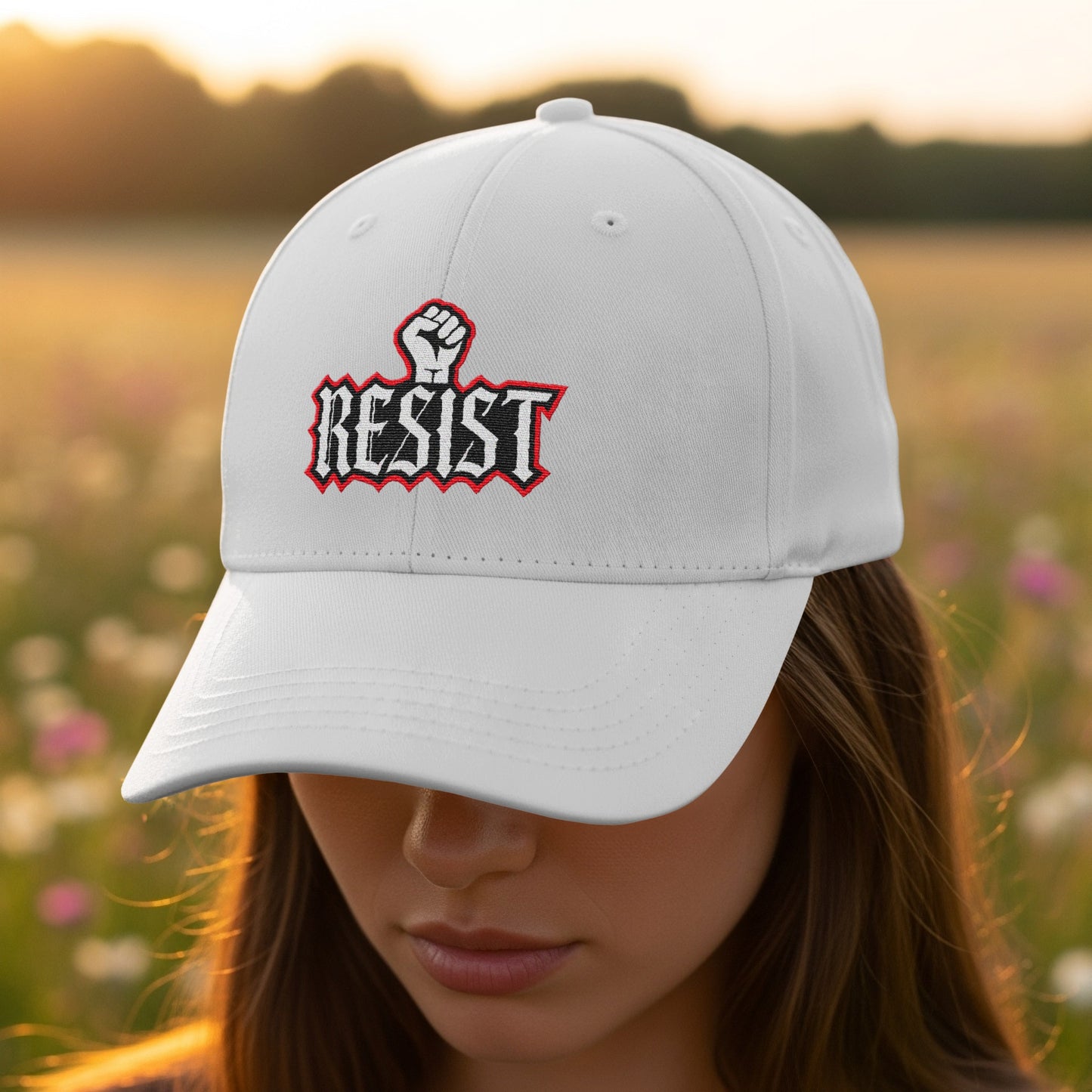 Bold Resist Emblem on White Baseball Cap product type