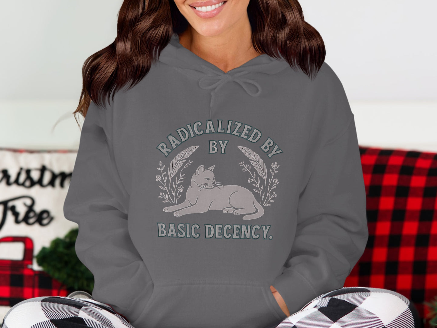 Radicalized by Basic Decency Cat Hoodie product