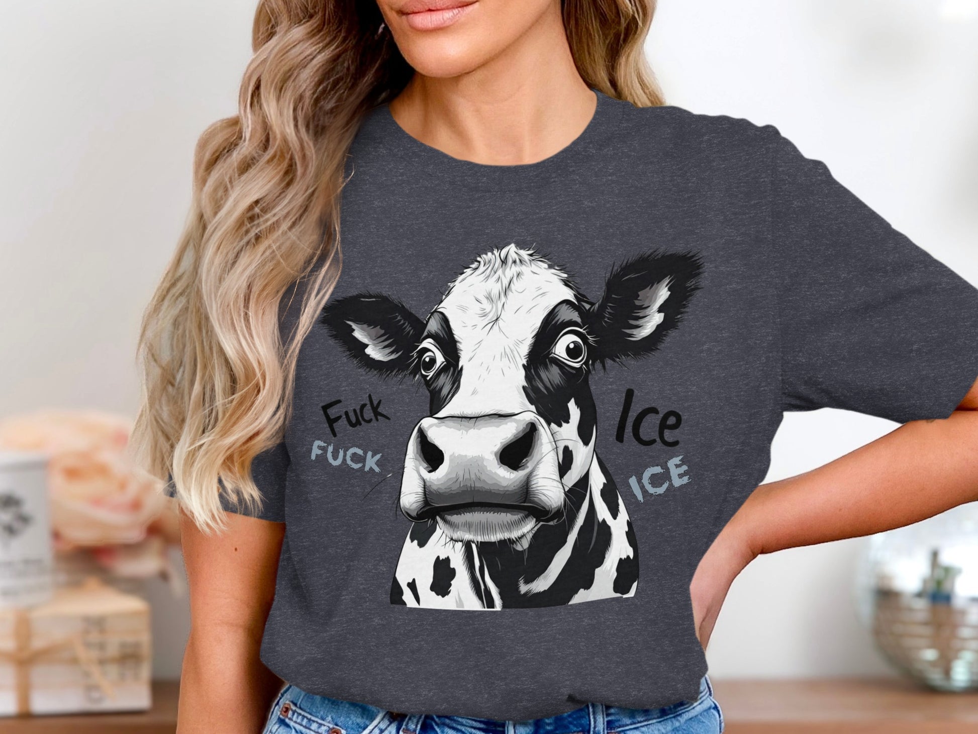Funny Cow Graphic Print Loose Fit T-Shirt product type