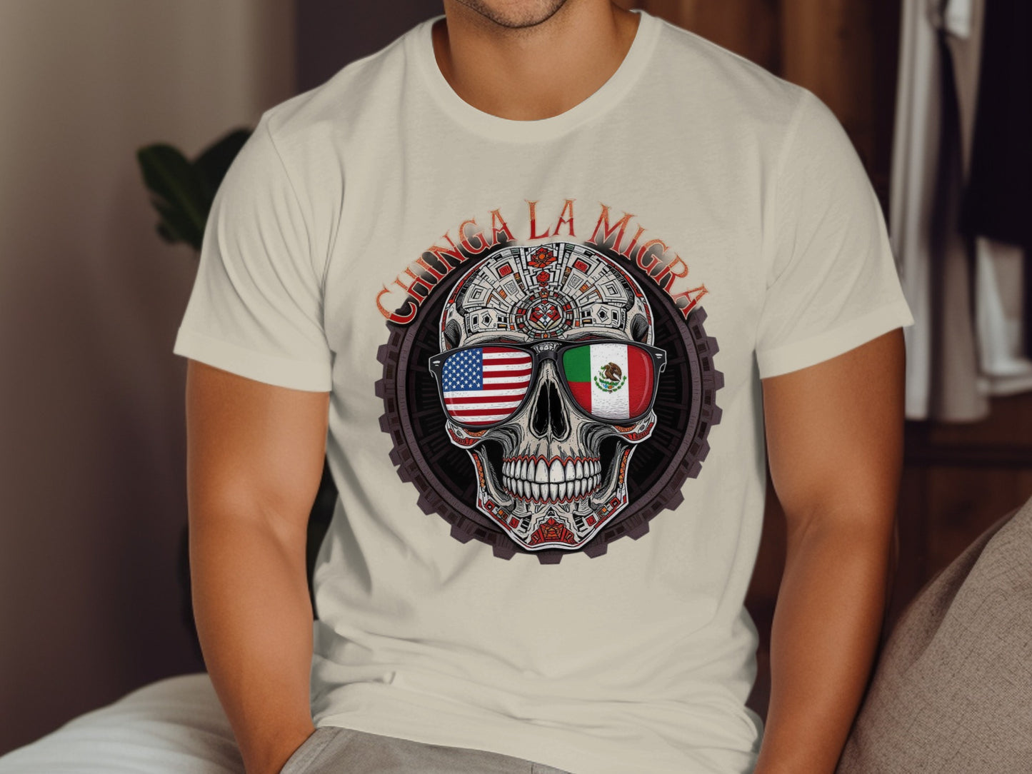 Unique Dual Flag Skull T-shirt for Patriotic Pride product type