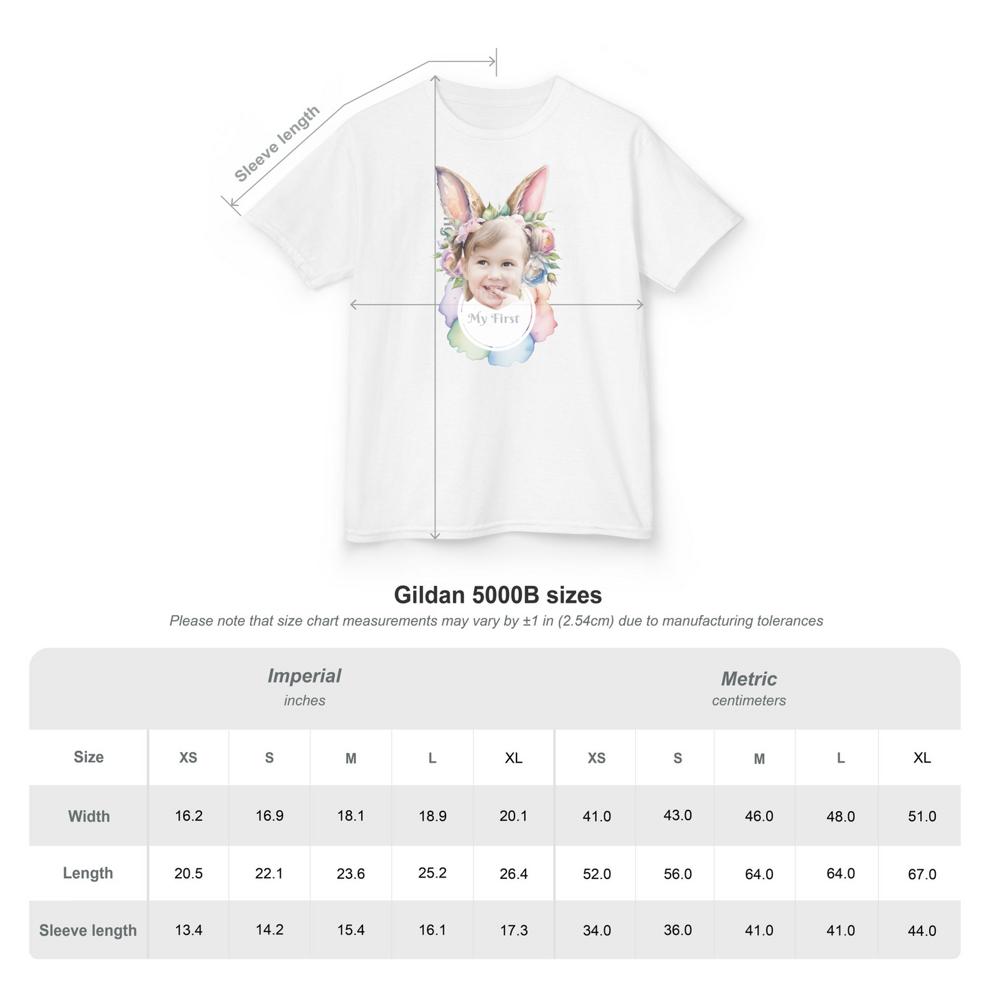 Custom Image Easter Tee, Personalized Image, My First Easter Shirt, Kids Heavy Cotton™ Tee